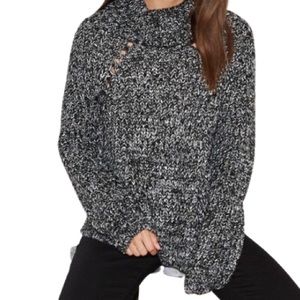 Kendall+Kylie Marled Charcoal Cowlneck Chunky Knit